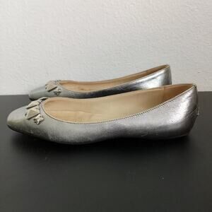 Jimmy Choo Ballet Flats Silver Beads Leather EURO 36 1/2 * US 6.5 Shoes Slip On